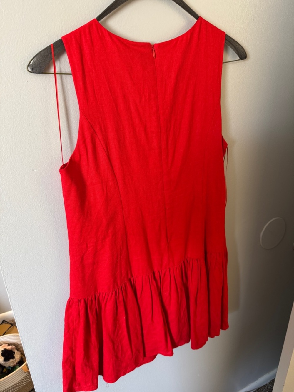 Drop Waist Red Button-Front Mini Dress - Picture 4 of 5